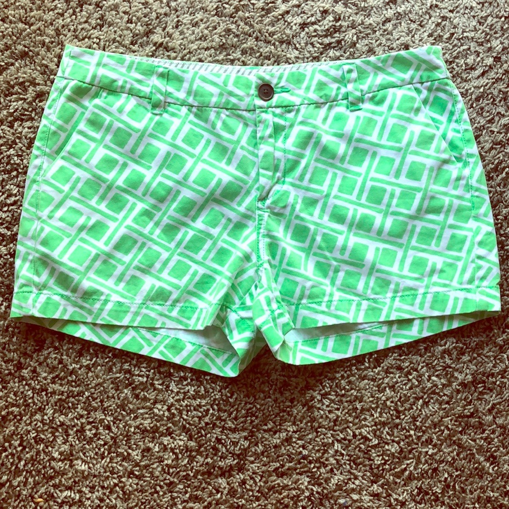 Green and white patters shorts